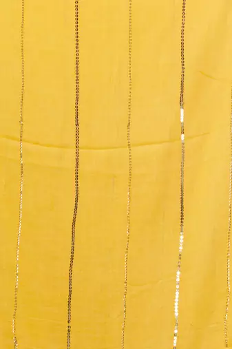 Yellow Cotton Handwoven Soft Saree With Sequinned Work Without Blouse