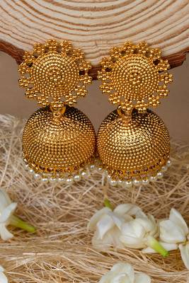 Festival-ready Gold-Plated Jhumka Earrings 1