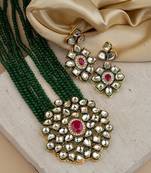 Ethnic Green & Gold Bridal Kundan Jewellery Set