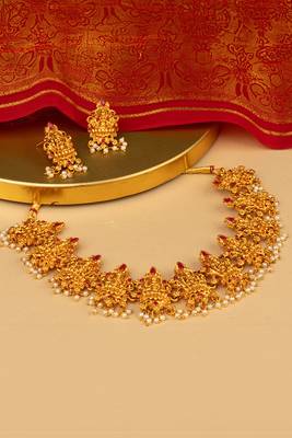 Traditional Gold Plated Statment Temple Jewellery Set 1