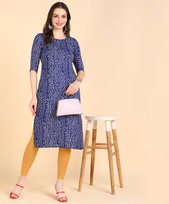 Blue Printed Cotton Straight Kurta 4
