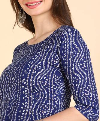 Blue Printed Cotton Straight Kurta 5