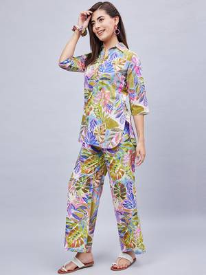 Winred woman multicolour printed collared neck co-ord set 3