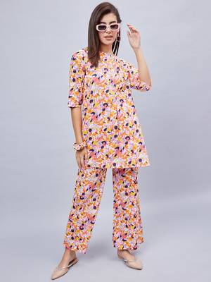 Winred woman multicolor printed front placket co-ord set 1