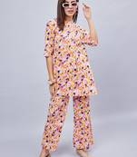 Winred woman multicolor printed front placket co-ord set
