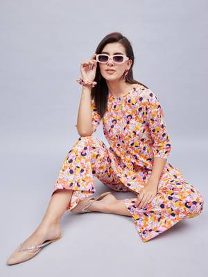 Winred woman multicolor printed front placket co-ord set 2
