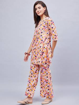 Winred woman multicolor printed front placket co-ord set 3