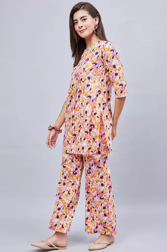 Winred woman multicolor printed front placket co-ord set