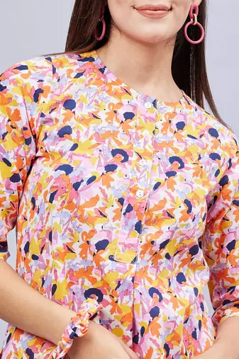 Winred woman multicolor printed front placket co-ord set