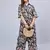 Winered woman black oversized botanical print sleeve lace co-ord set