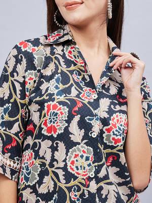 Winered woman black oversized botanical print sleeve lace co-ord set 5