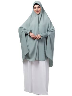 Nazneen stretchable smoking at wrist knee length Jilbab cum prayer khimar Hijab 1