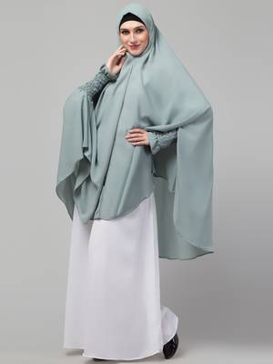 Nazneen stretchable smoking at wrist knee length Jilbab cum prayer khimar Hijab 4