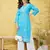 Hand Embroidered Blue Cotton Lucknowi Chikankari Indian Women Straight Kurta