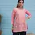 Hand Embroidered Peach Cotton Lucknowi Chikankari Straight Kurti For Women