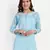 Hand Embroidered Blue Cotton Lucknowi Chikankari Straight Kurti For Women