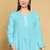 Hand Embroidered Blue Cotton Lucknowi Chikankari Straight Kurti For Women