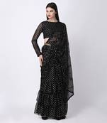 Black & gold foil mirror ruffle saree & blouse
