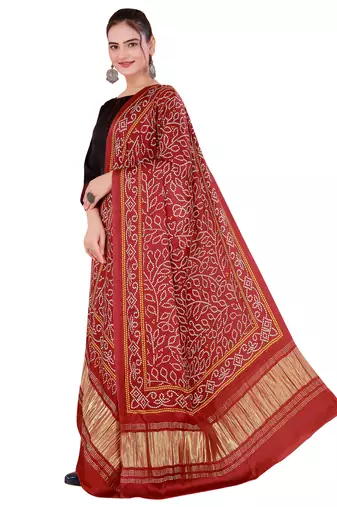 DesiButik Silk Dupatta with Zari Work 36*102 inches