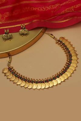 gold laxmi coin necklace set 1