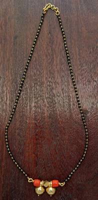 Black beads SHORT 16' mangalsutra with double vati one gram gold 2