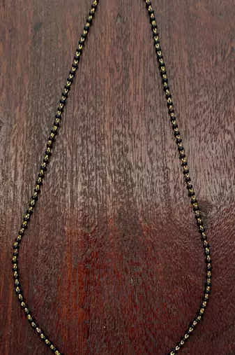 Black beads SHORT 16' mangalsutra with double vati one gram gold