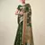 Bottle Green Organza Faux Kanjeevaram Woven Saree With Unstitched Blouse Piece