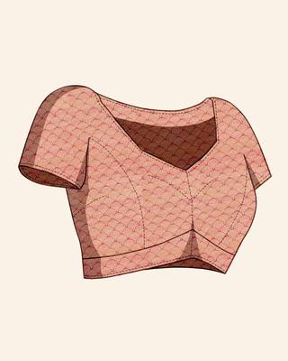Red Organza Faux Kanjeevaram Woven Saree With Unstitched Blouse Piece 5