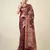 Wine Organza Faux Kanjeevaram Woven Saree With Unstitched Blouse Piece