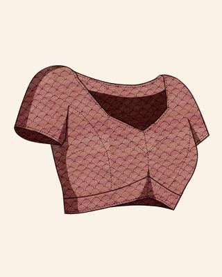 Wine Organza Faux Kanjeevaram Woven Saree With Unstitched Blouse Piece 5