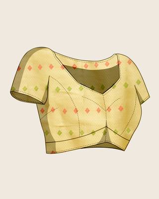 Yellow Organza Faux Kanjeevaram Woven Saree With Unstitched Blouse Piece 5