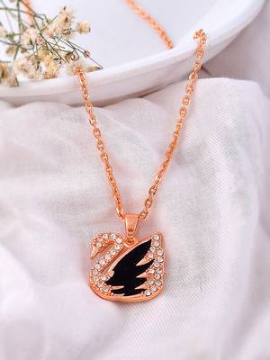 Rose gold plated swan pendant chain 1