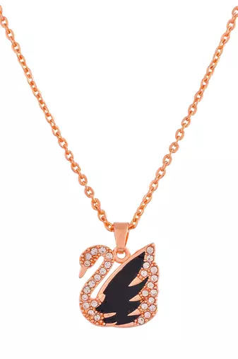 Rose gold plated swan pendant chain