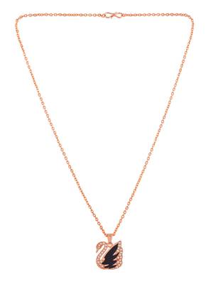 Rose gold plated swan pendant chain 4