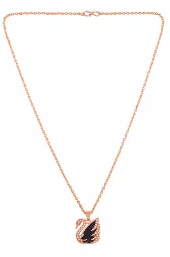 Rose gold plated swan pendant chain