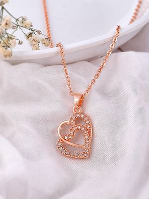 Rose gold plated double heart pendant chain 1