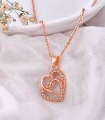 Rose gold plated double heart pendant chain