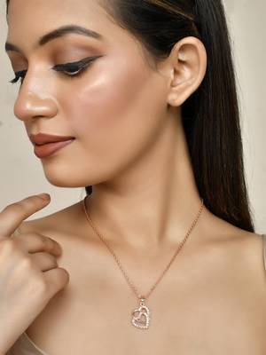 Rose gold plated double heart pendant chain 2