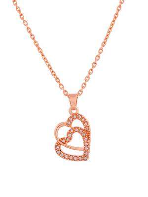 Rose gold plated double heart pendant chain 3