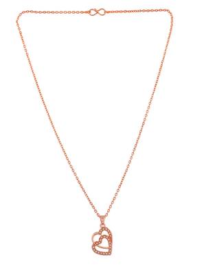 Rose gold plated double heart pendant chain 4