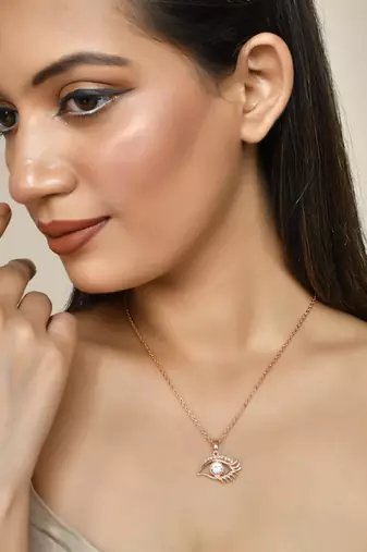 Evil eye rose gold pendant chain