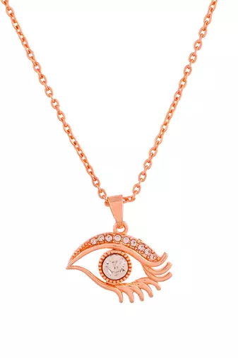 Evil eye rose gold pendant chain