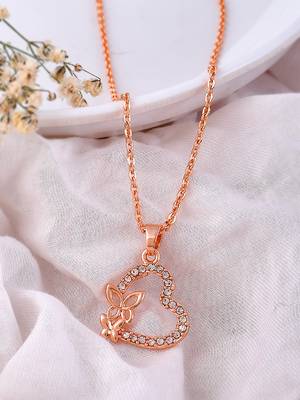 Heart cz rose gold pendant chain 1