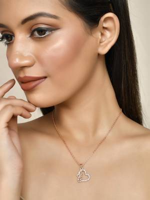 Heart cz rose gold pendant chain 2