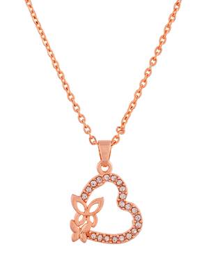 Heart cz rose gold pendant chain 3