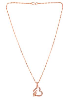 Heart cz rose gold pendant chain 4