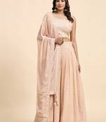 Peach Georgette Embroidered Wedding Lehenga Choli 