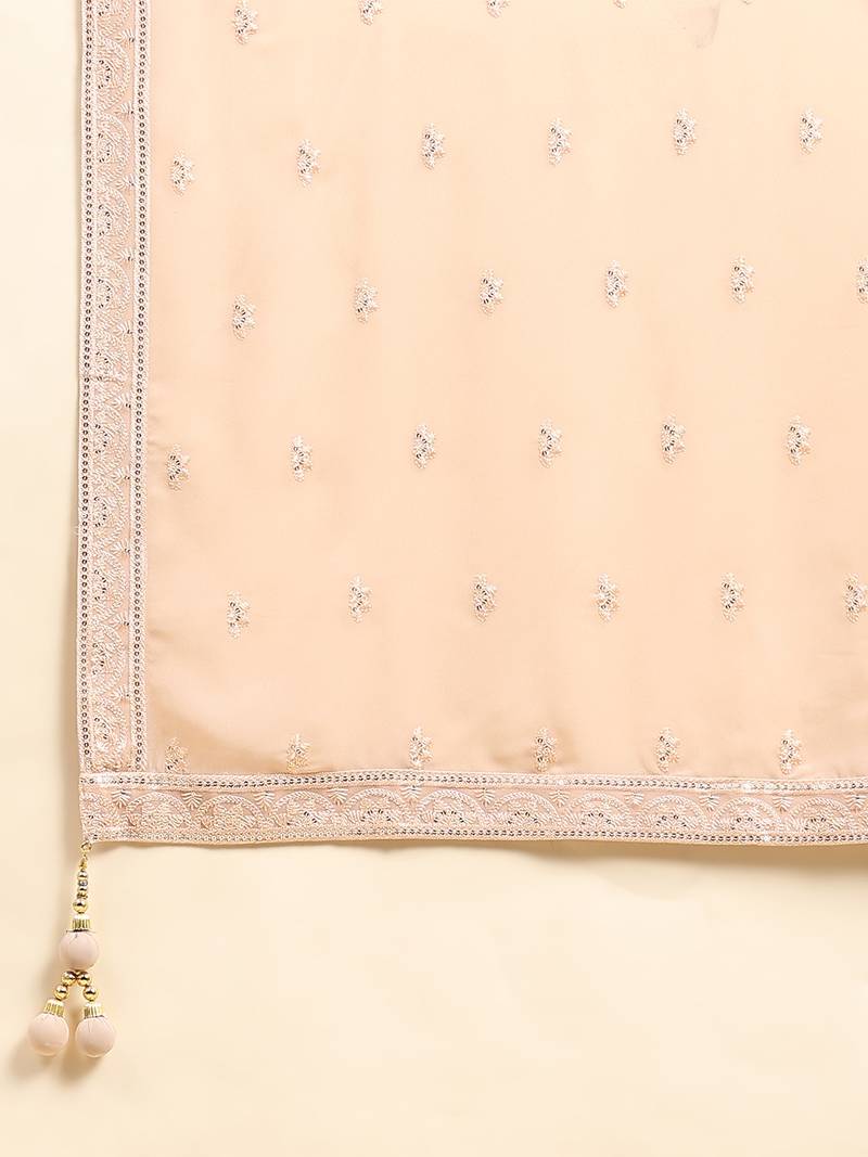 Peach Georgette Embroidered Wedding Lehenga Choli 