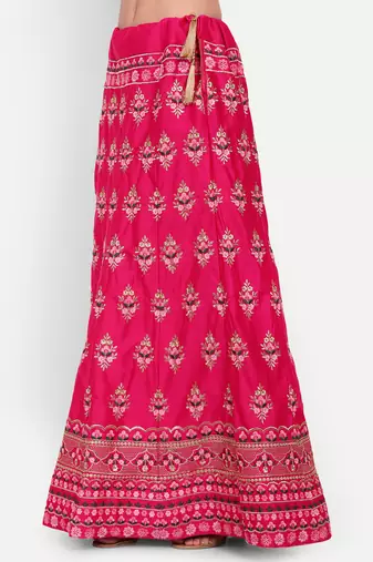 Pink Embroidered Semi Stitched Zari Work and Thread Work Lehenga Choli
