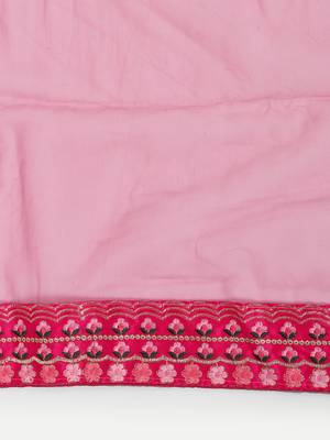 Pink Embroidered Semi Stitched Zari Work and Thread Work Lehenga Choli 7